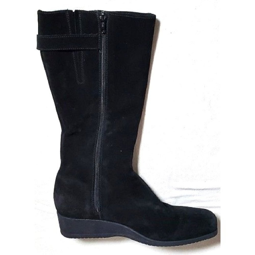 La Canadienne Black Long Knee High Wedge Boots / booties Size Us 8M - Picture 2 of 16
